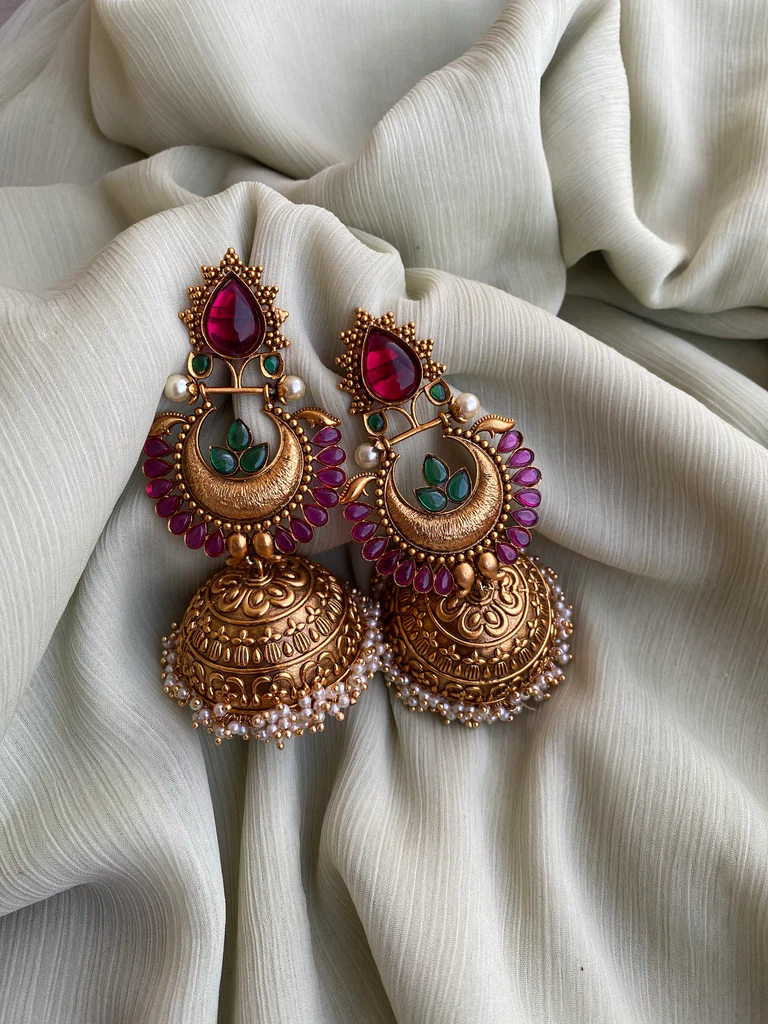 Big and Long Cluster Pearl Jhumkas